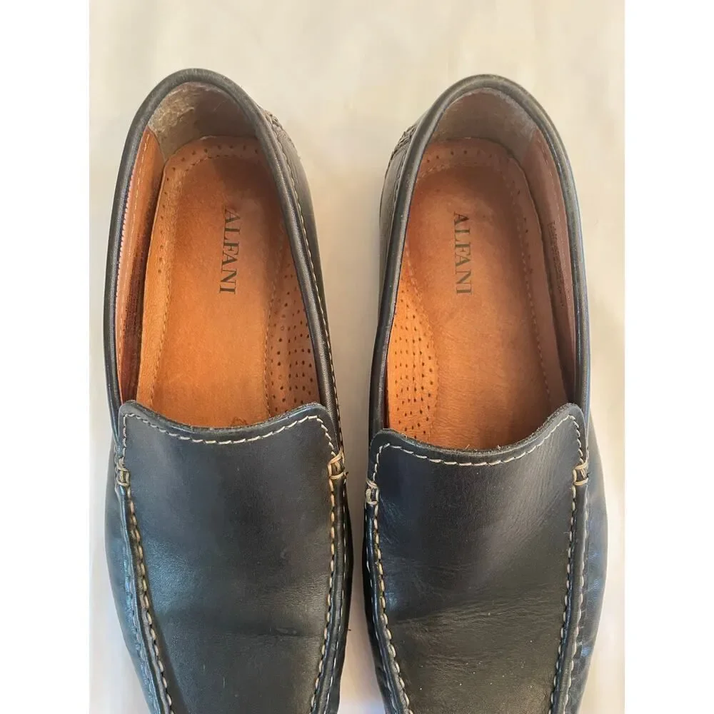 Alfani Men's Java Driving Black Leather Loafers Size‎ 9-1/2